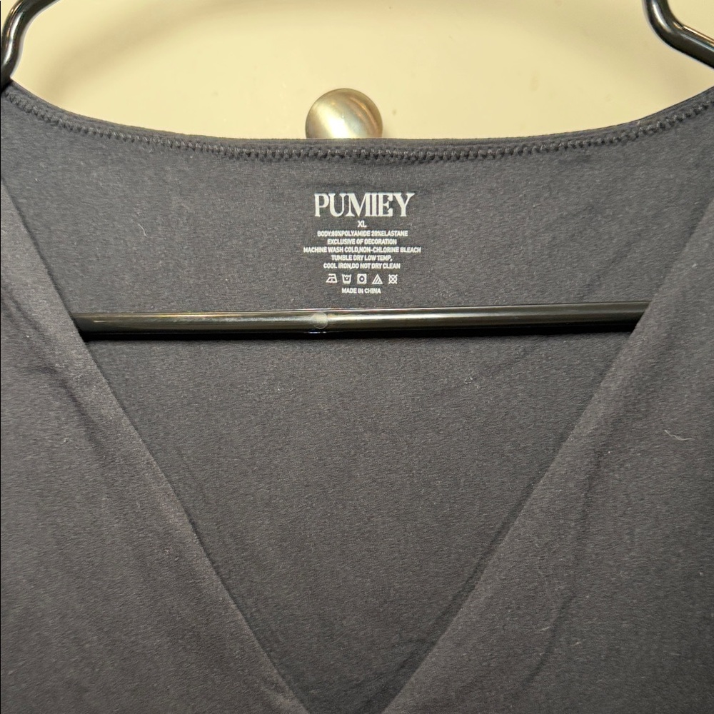 Pumiey V neck Black Short-Sleeve Women's Bodysuit - Picture 2 of 4